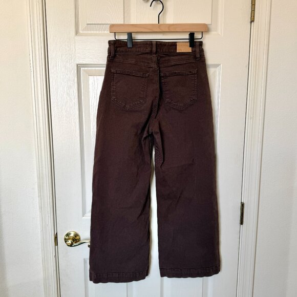 PAIGE Anessa High-Rise Crop Wide-Leg Jeans (27, Rich Chocolate) - Picture 4 of 10